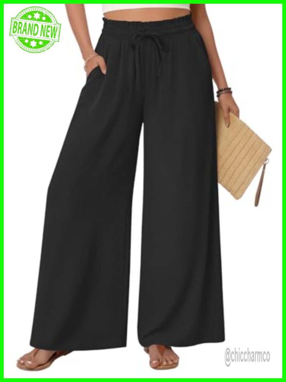 Women Wide Leg Palazzo Pants Gaucho Flowy Boho Teacher Outfits